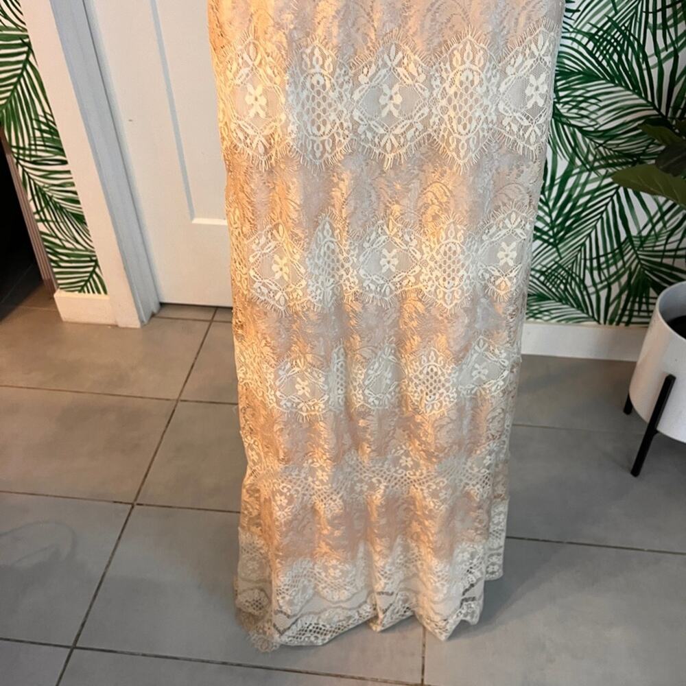 Tadashi Shoji Cream Lace Maxi Dress - Picture 2 of 10
